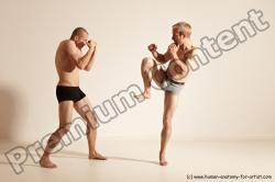 Underwear Martial art Man - Man White Moving poses Slim Short Blond Dynamic poses Academic